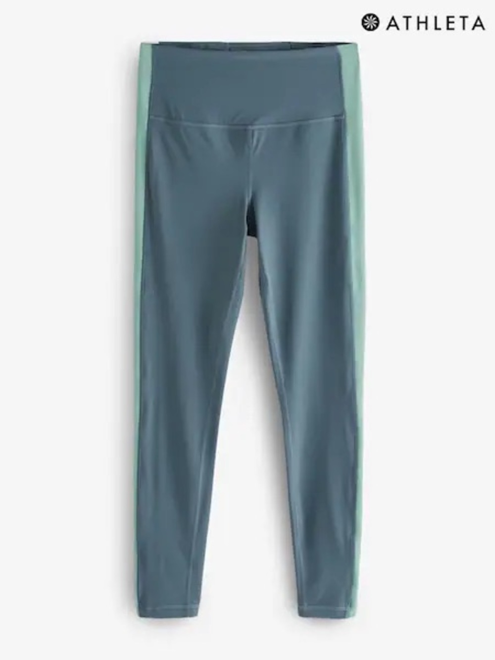 Athleta Ultra High Rise Elation Sport Stripe Tight in Teal and Mint